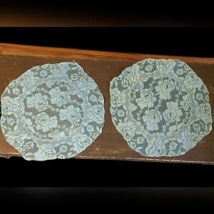 Vintage mint green circle lace doily set of 2
